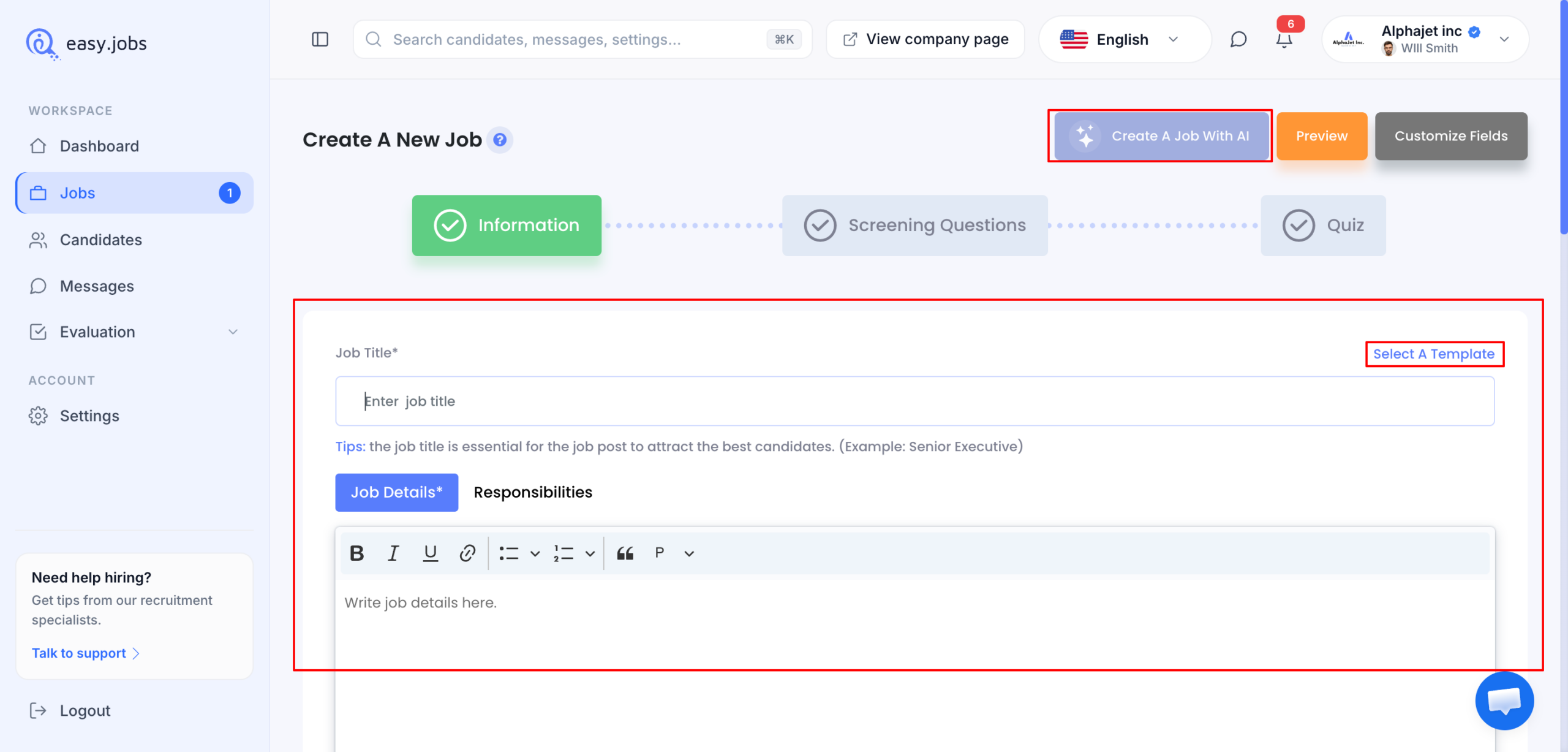 How to Create A New Job Post in easy.jobs? 5 New Job Post