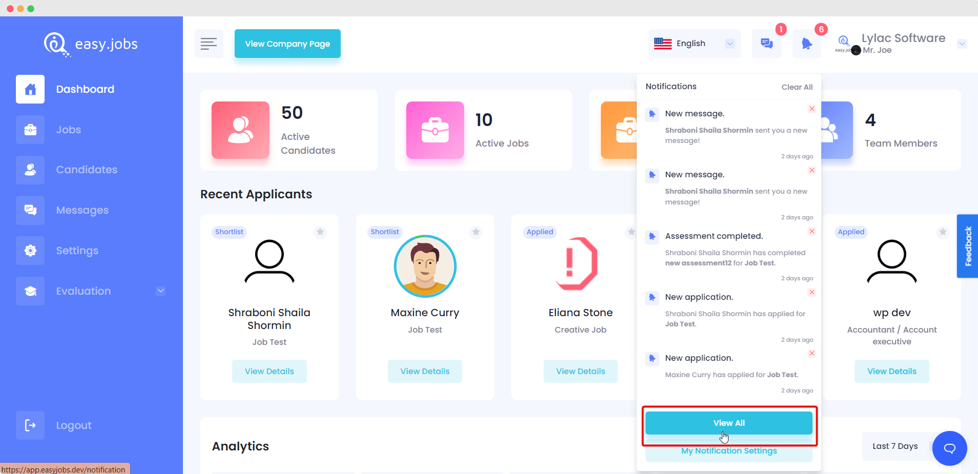 periksa semua notifikasi Anda di easy.jobs