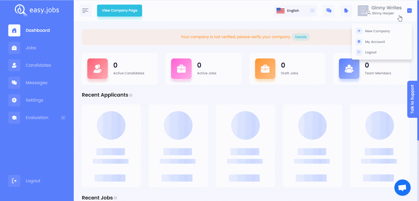 Check Messages in easy.jobs