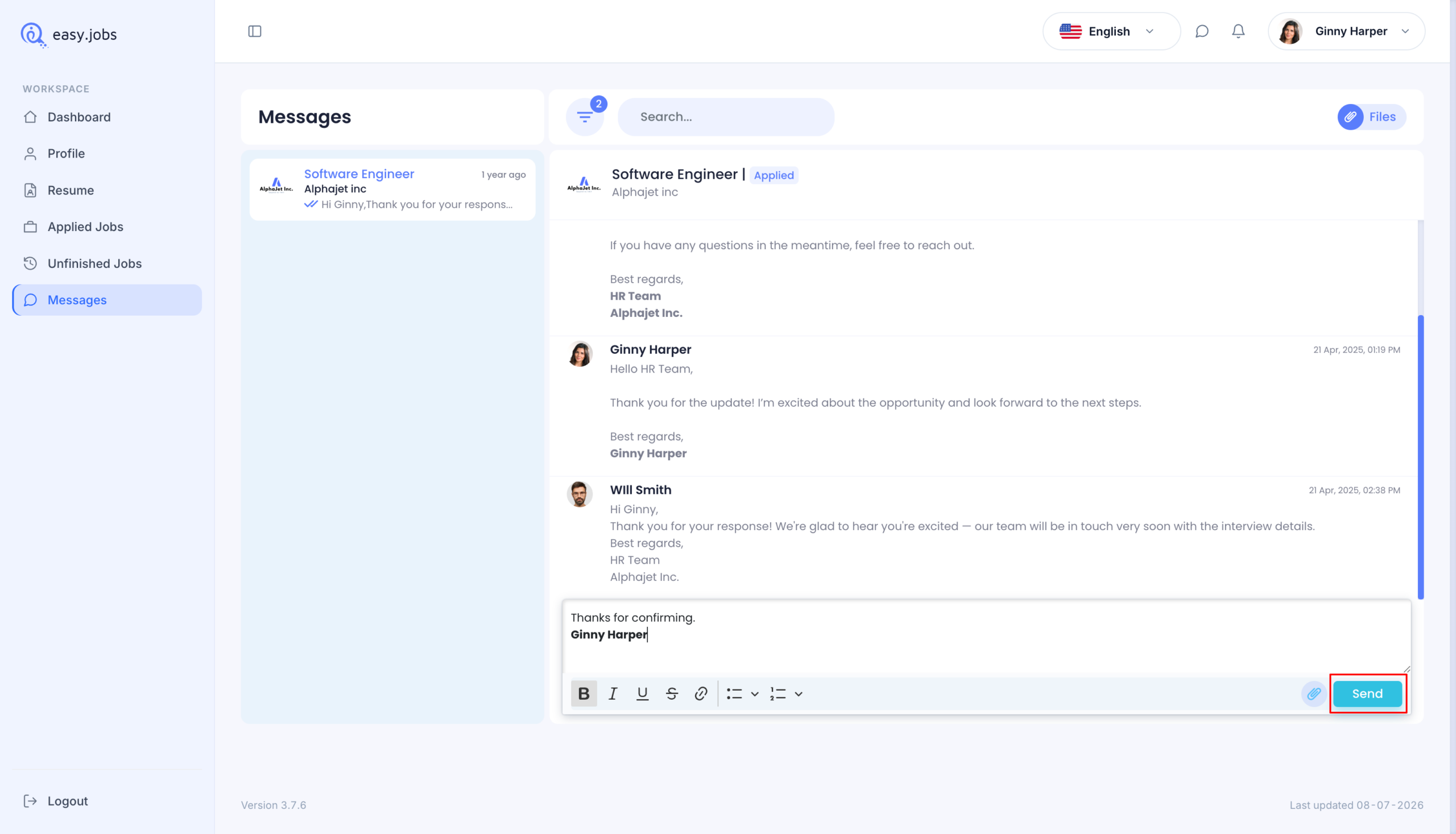 How Do I Check Messages in easy.jobs? 3 Check Messages in easy.jobs