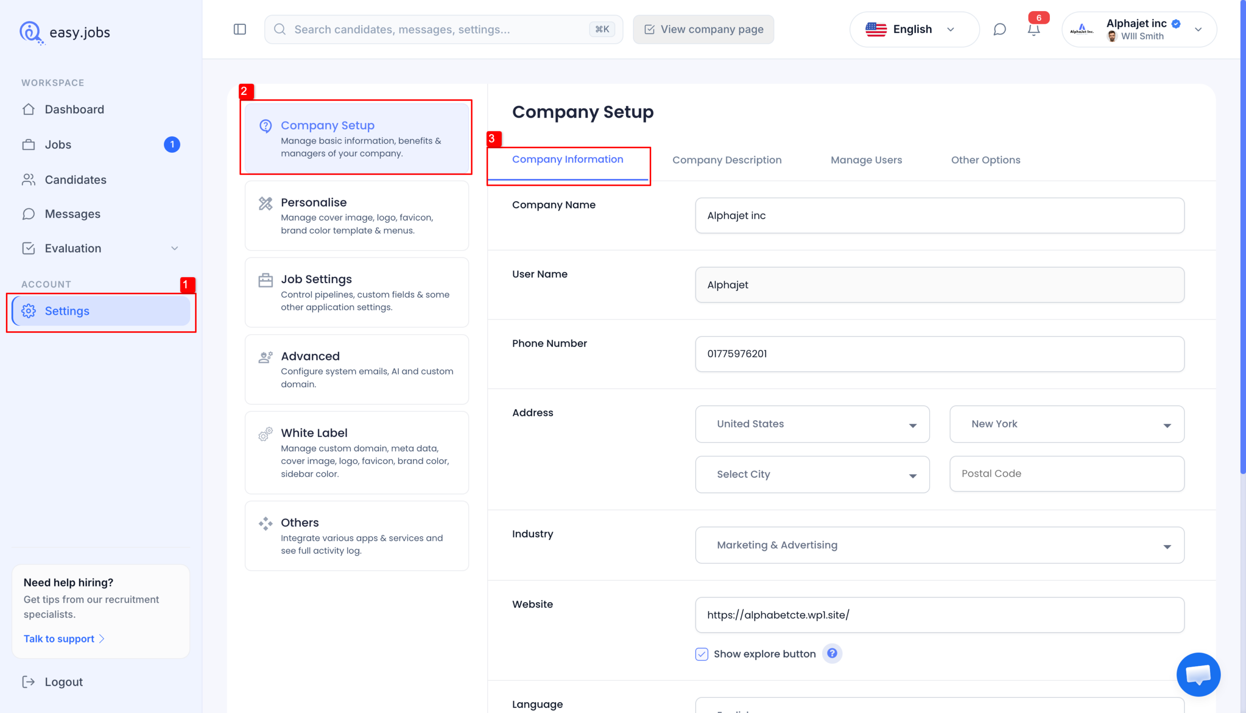 How to Update Company Profile Information? 2 Update Company Profile