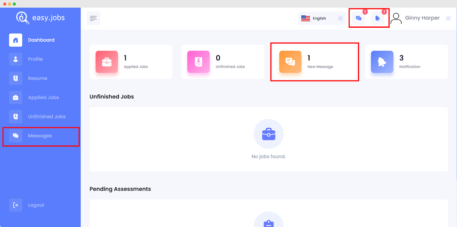 Check Messages in easy.jobs