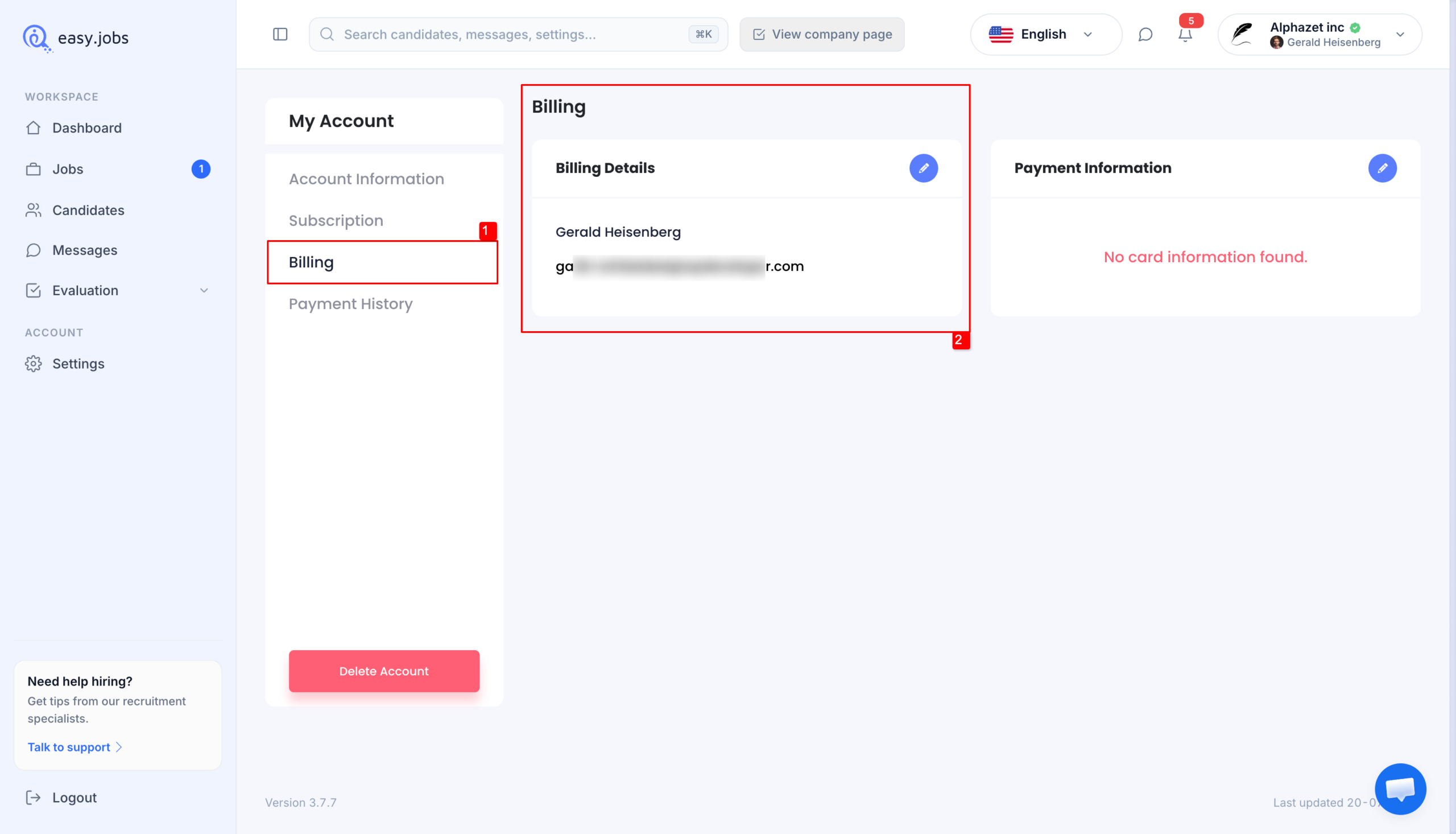 Bagaimana Cara Memeriksa Detail Tagihan di easy.jobs? 2 easy.jobs, Billing Details