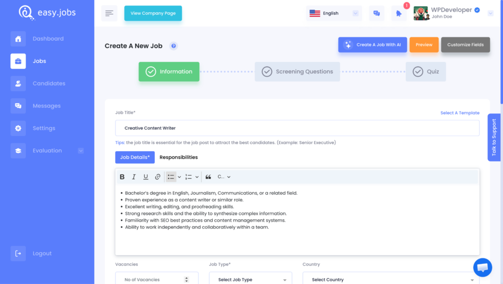 How to Preview Job Post in easy.jobs? 3 preview job post