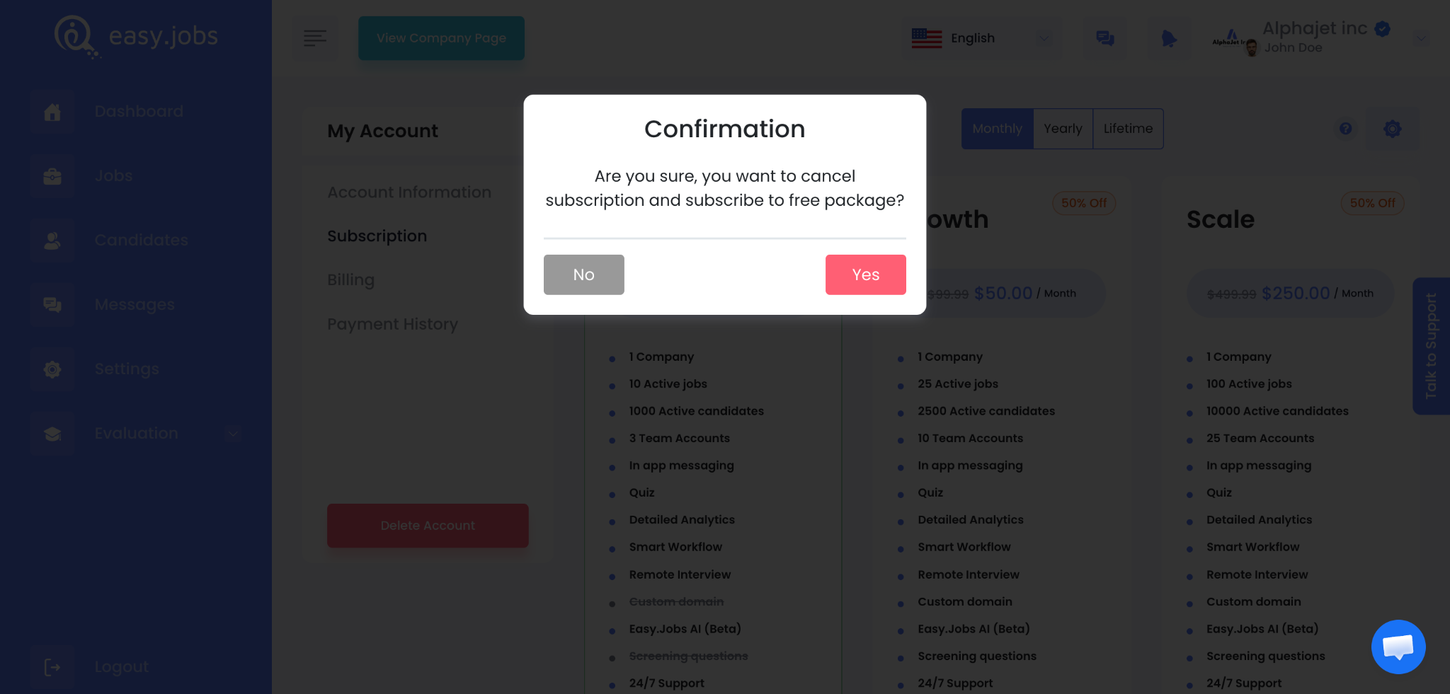 How to Cancel Your Subscription in easy.jobs? 3 Cancel Your Subscription