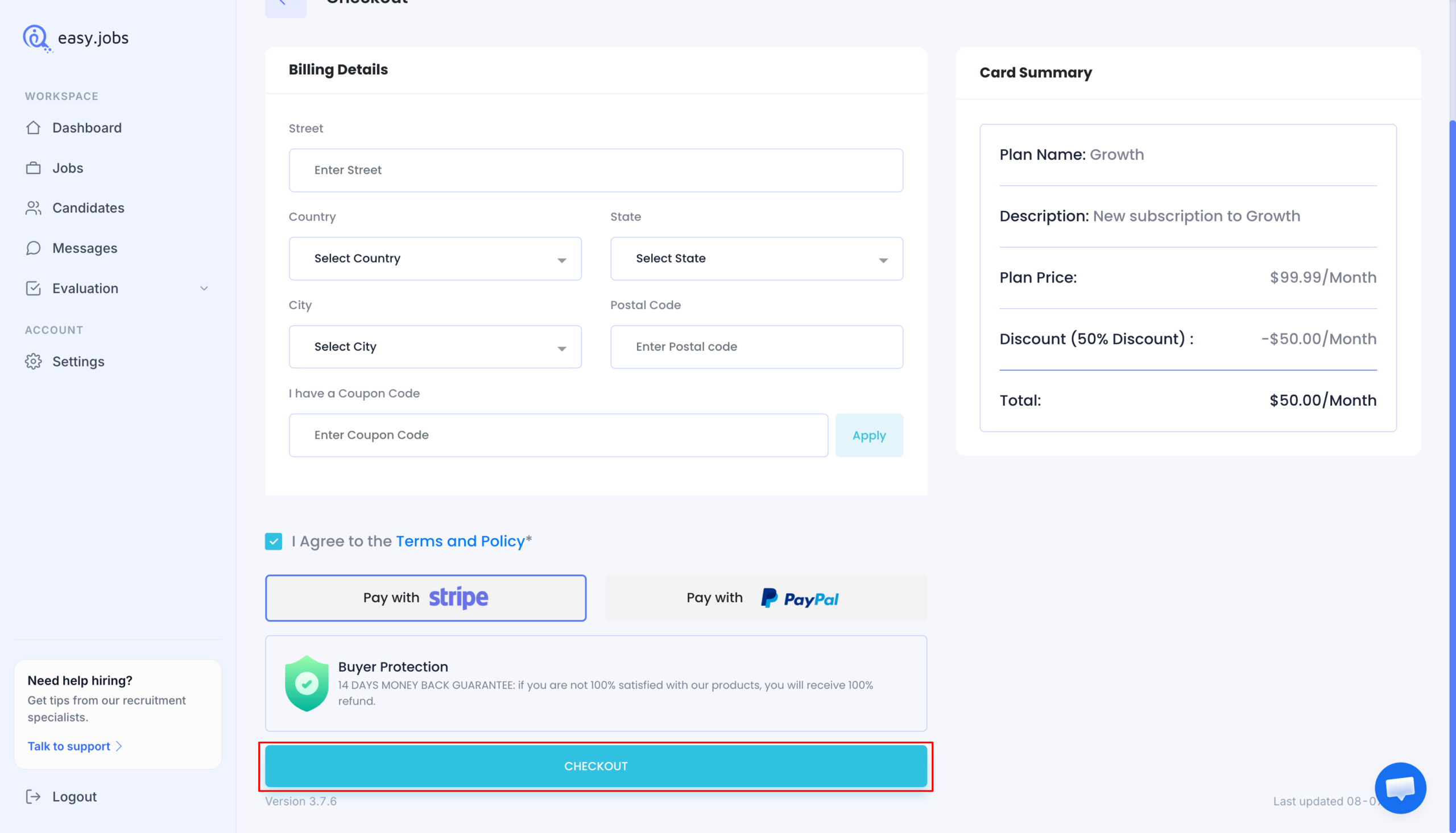 Как обновить подписку на easy.jobs? 3 Upgrade Subscription Package