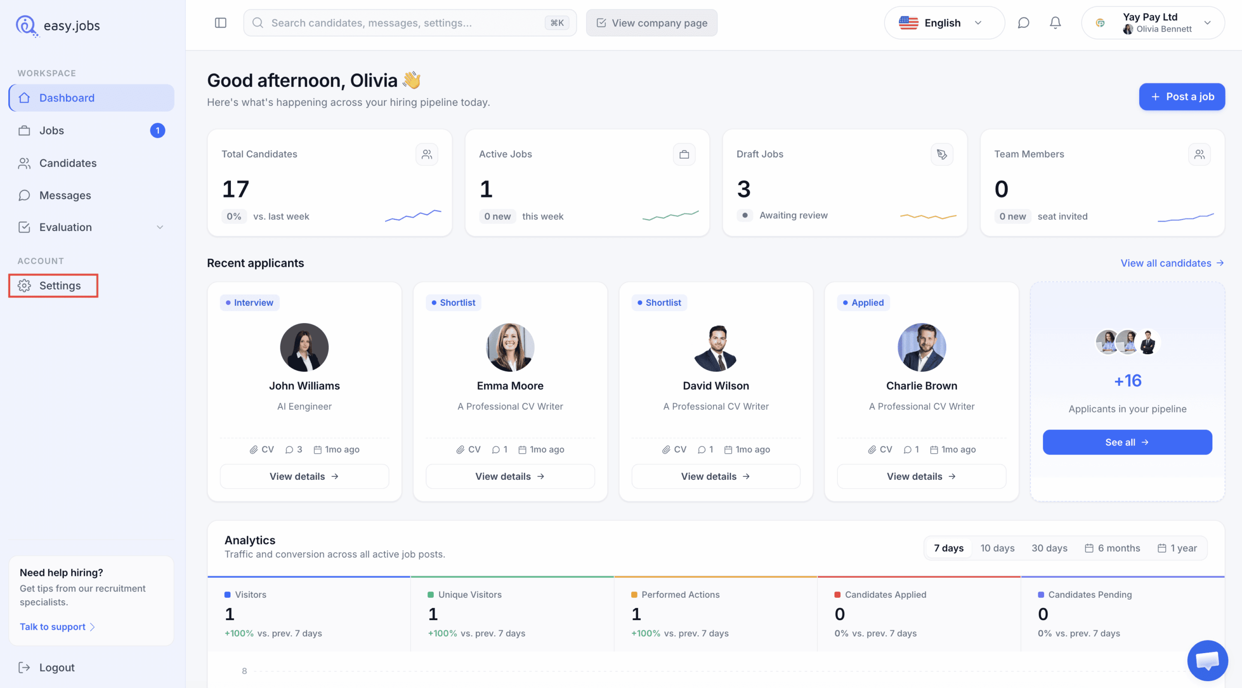 How To Show Job Filter On Company Page In easy.jobs? 1 job filter