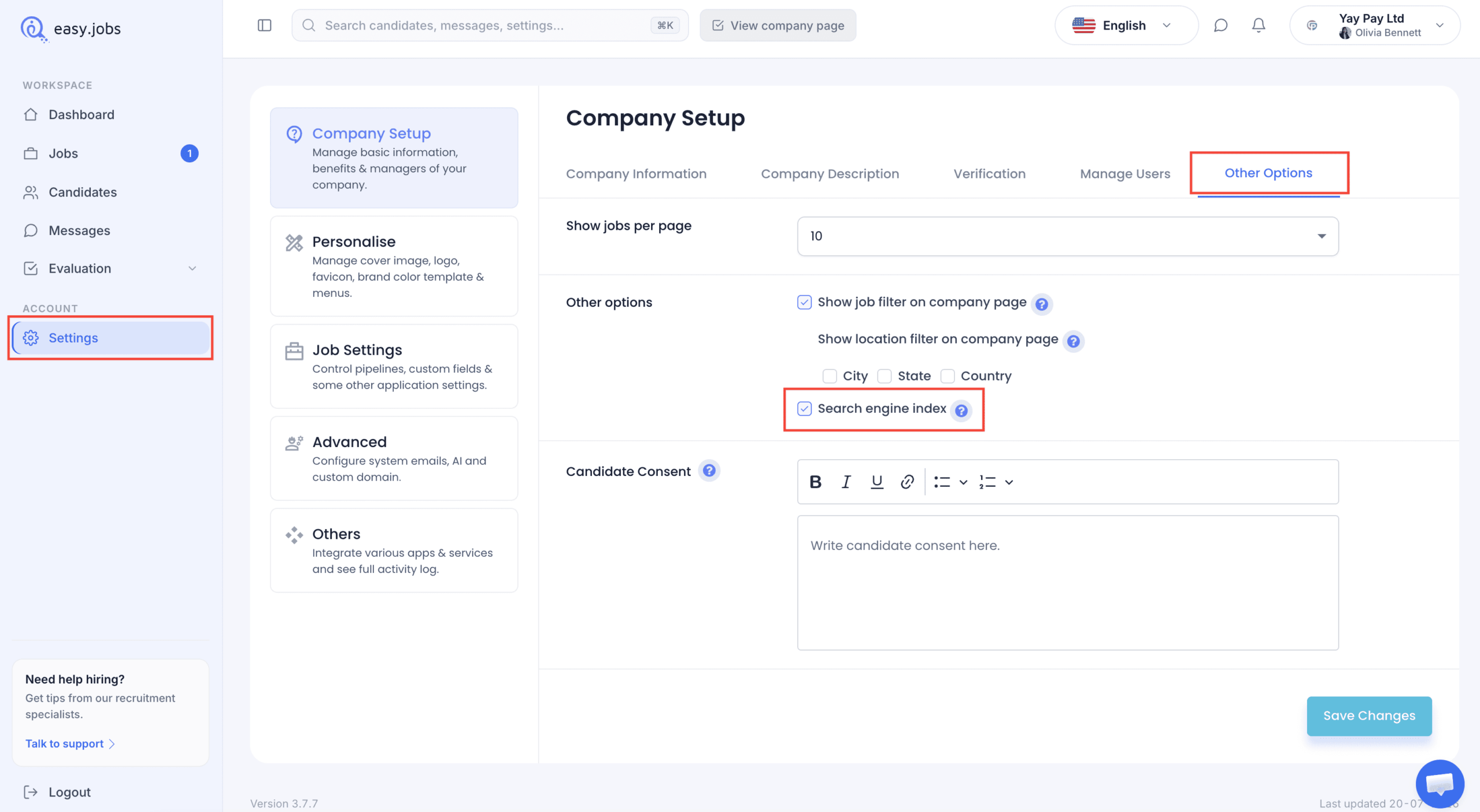 How To Disable Google Index For My Company Page In easy.jobs? 1 Disable Google Index