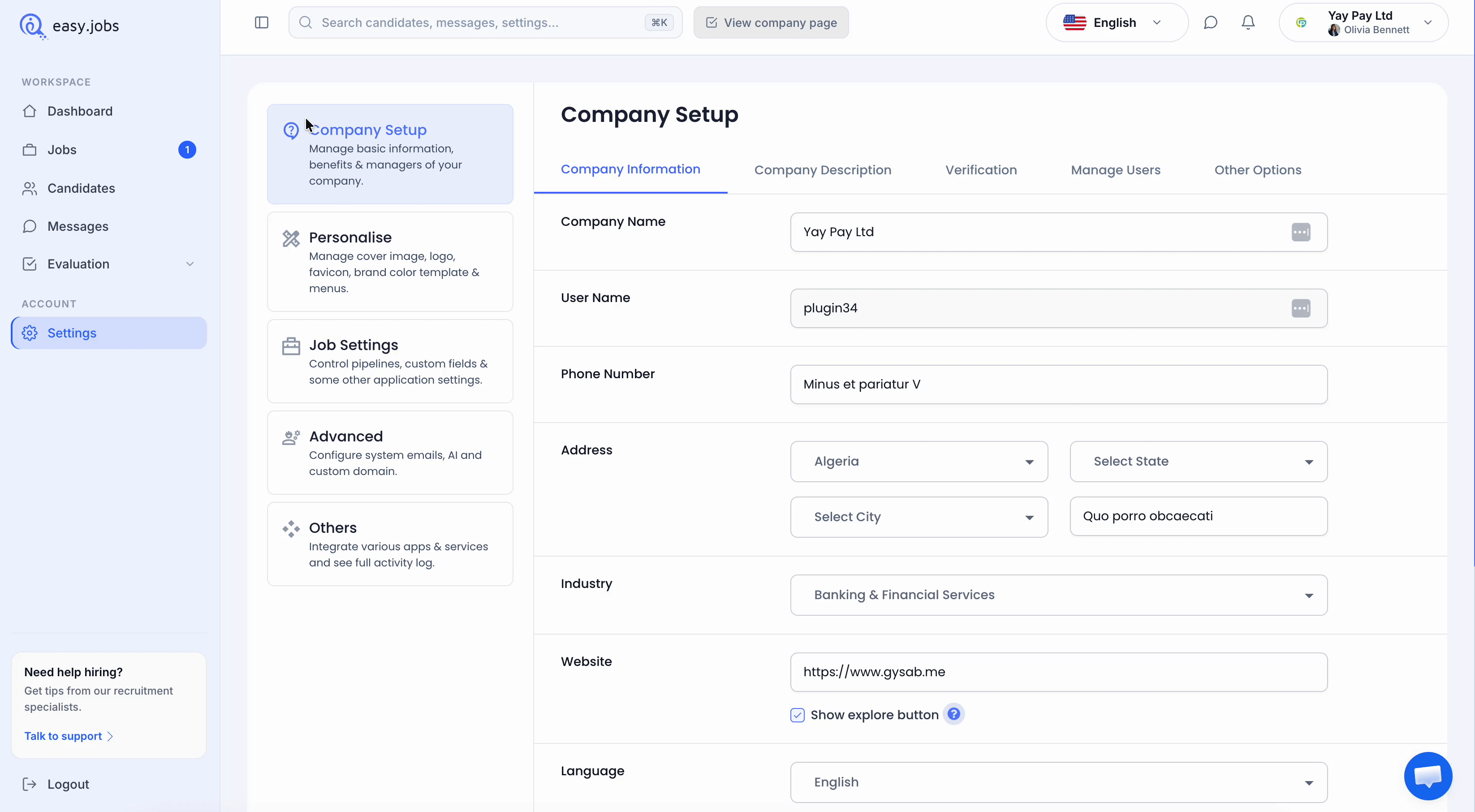 How To Show Job Filter On Company Page In easy.jobs? 2 job filter