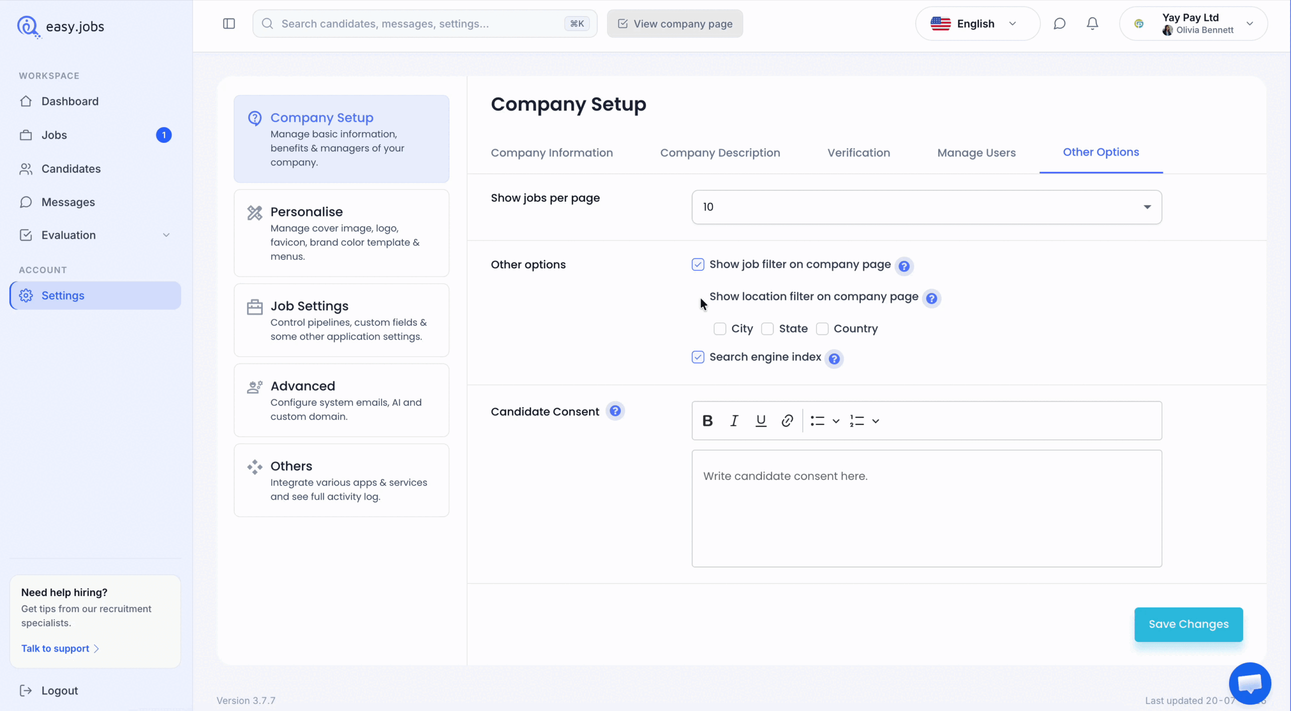 How To Disable Google Index For My Company Page In easy.jobs? 2 Disable Google Index