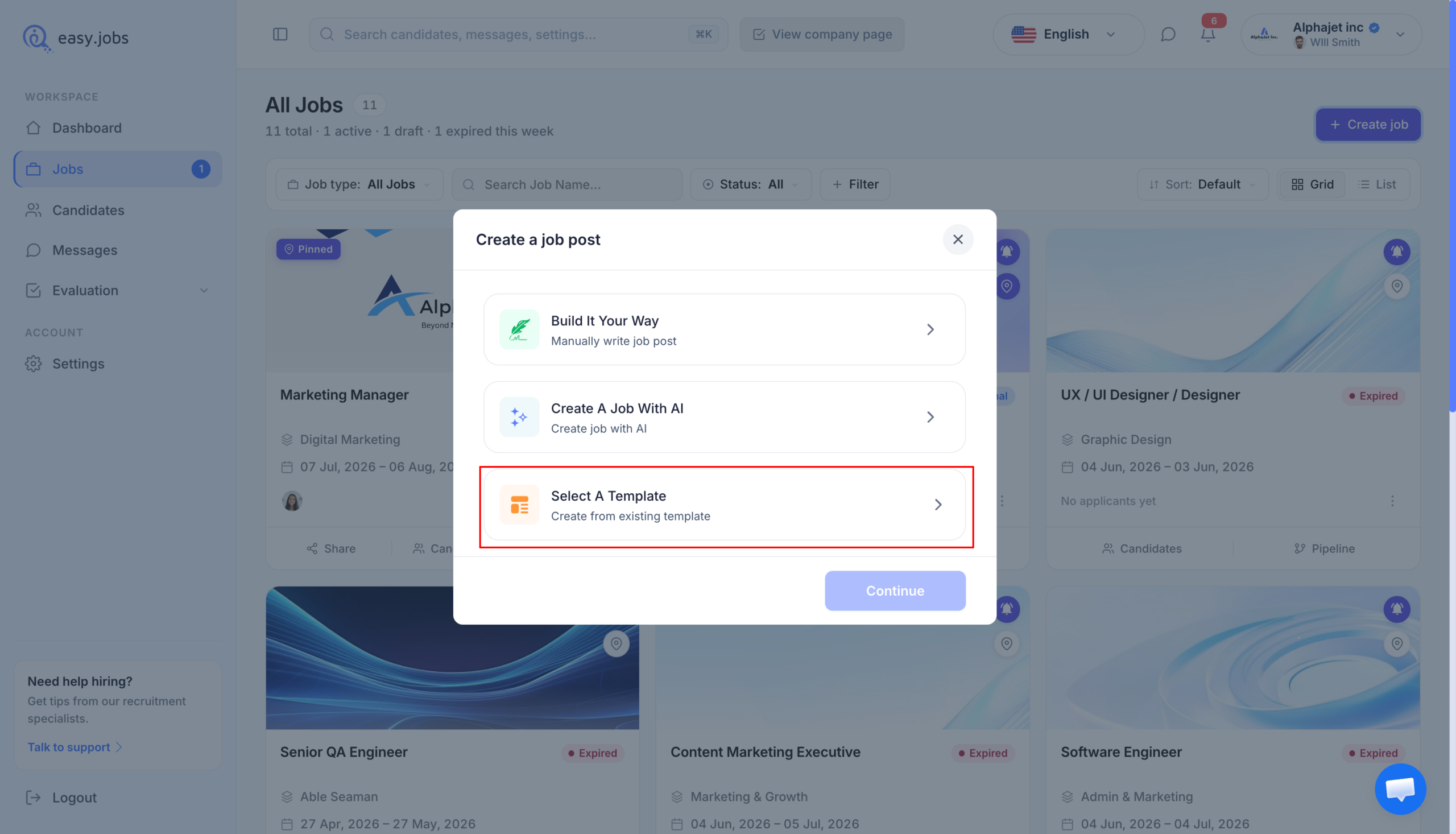 Bagaimana Cara Menggunakan Template Lowongan Kerja Siap Pakai di easy.jobs? 2 job template