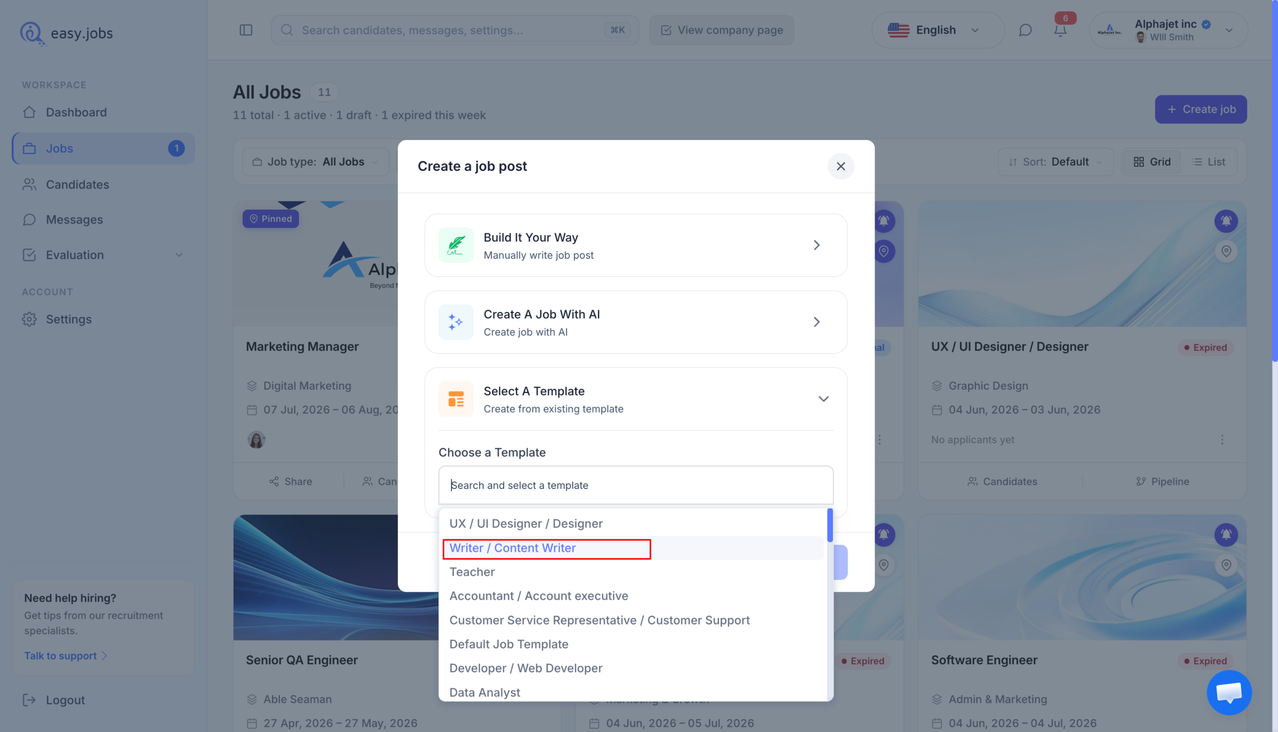 Bagaimana Cara Menggunakan Template Lowongan Kerja Siap Pakai di easy.jobs? 3 job template