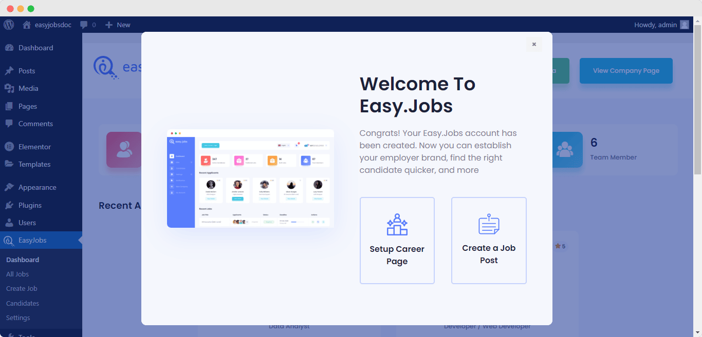 career site in Elementor 2