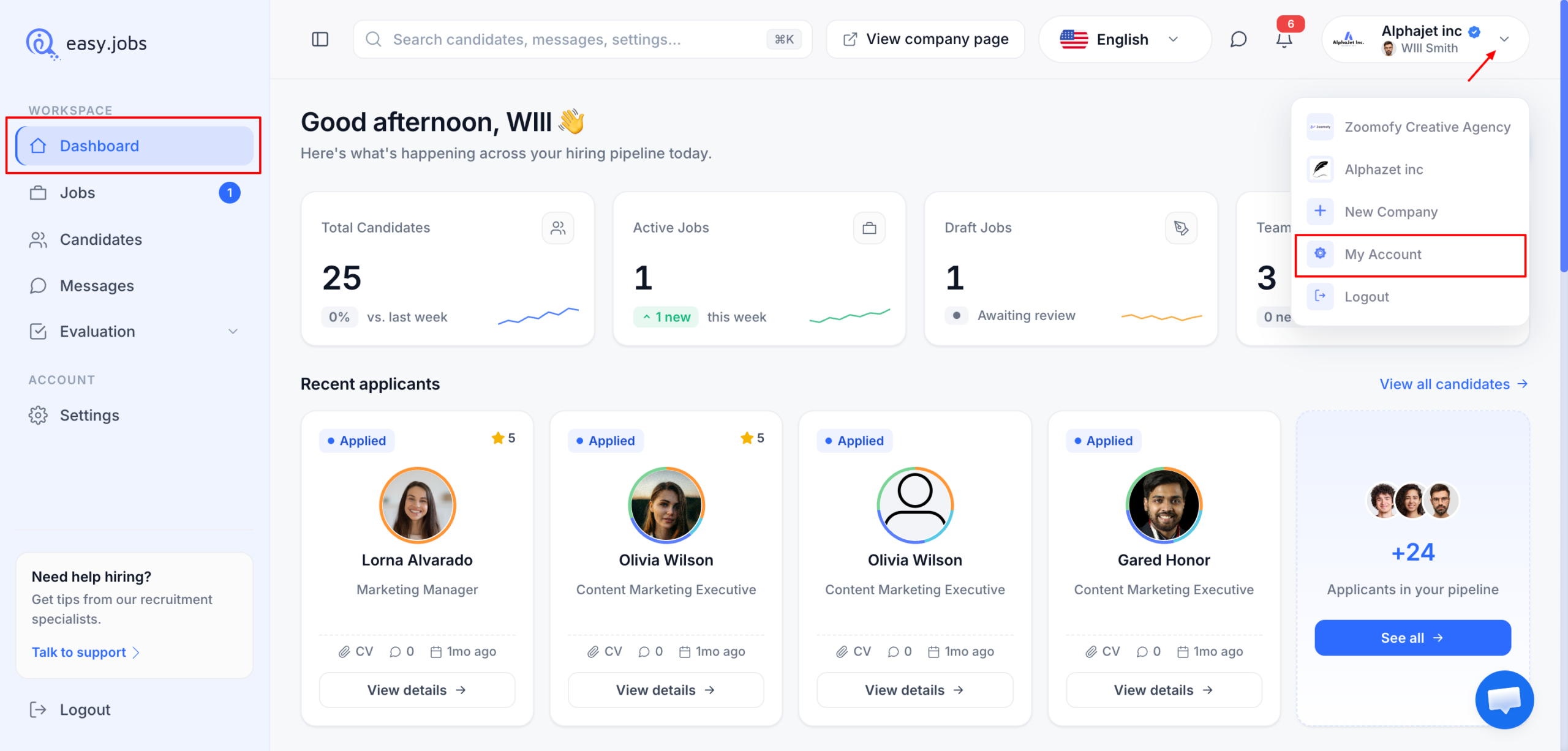 easy.jobs में कंपनी के मालिक की प्रोफ़ाइल को कैसे अपडेट करें 1 update company owner profile