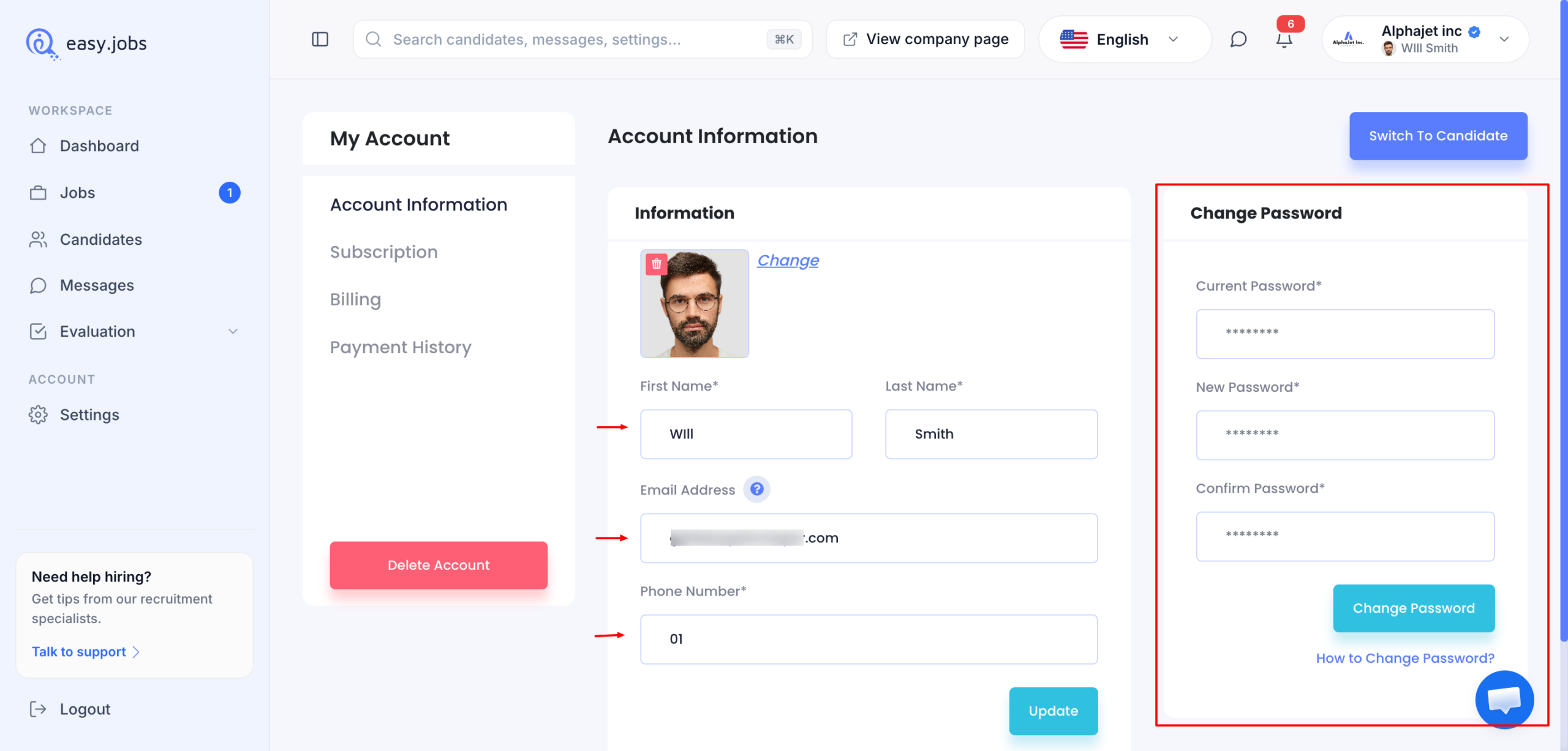 easy.jobs में कंपनी के मालिक की प्रोफ़ाइल को कैसे अपडेट करें 2 update company owner profile