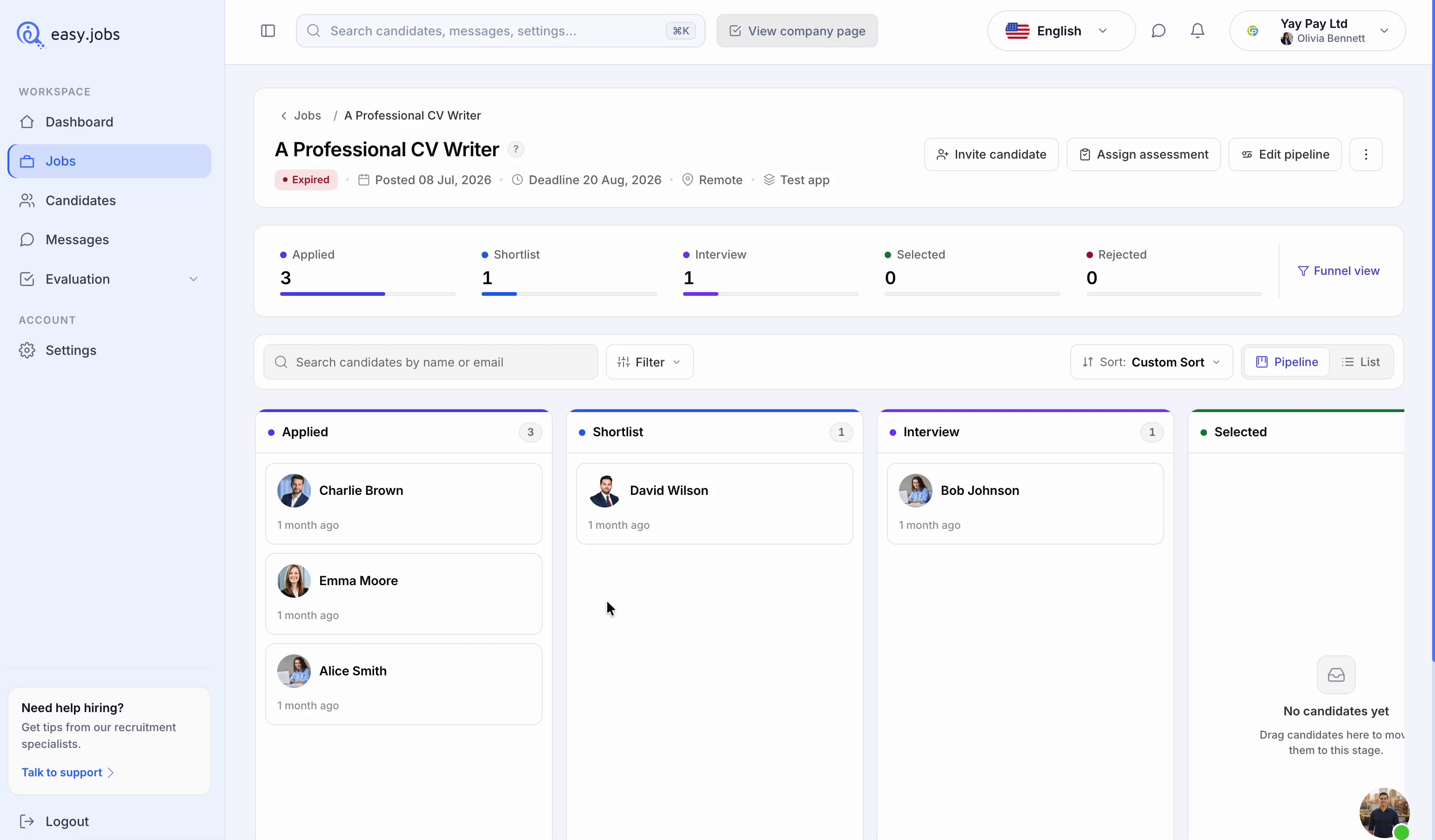 How To Manage Candidates From easy.jobs Job Pipeline Board? 5 Manage Candidates