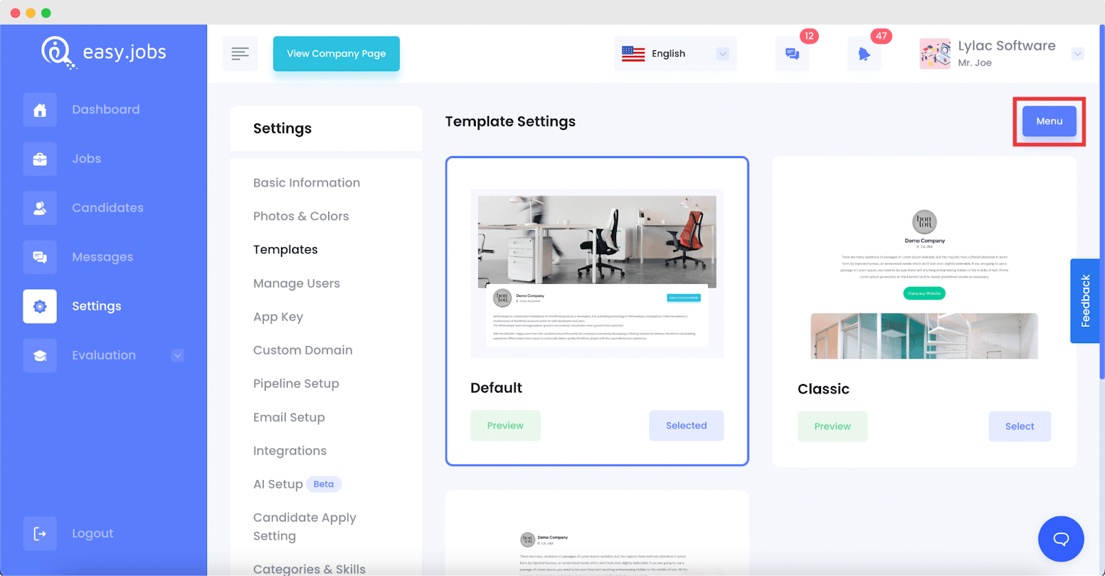 templat easy.jobs untuk mengubah tampilan situs karier