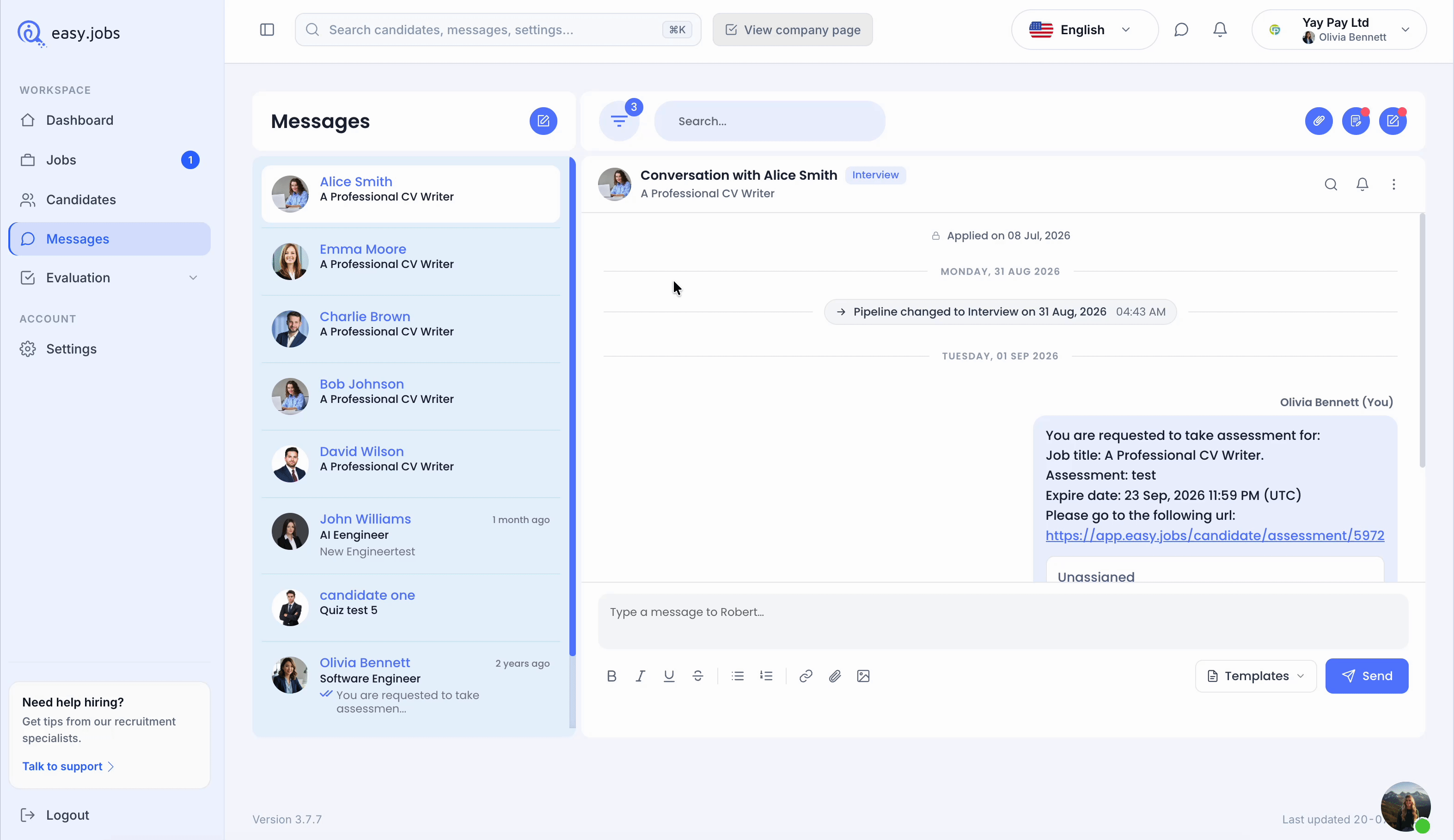 easy.jobsのメッセージボックスの使い方6 easy.jobs message box
