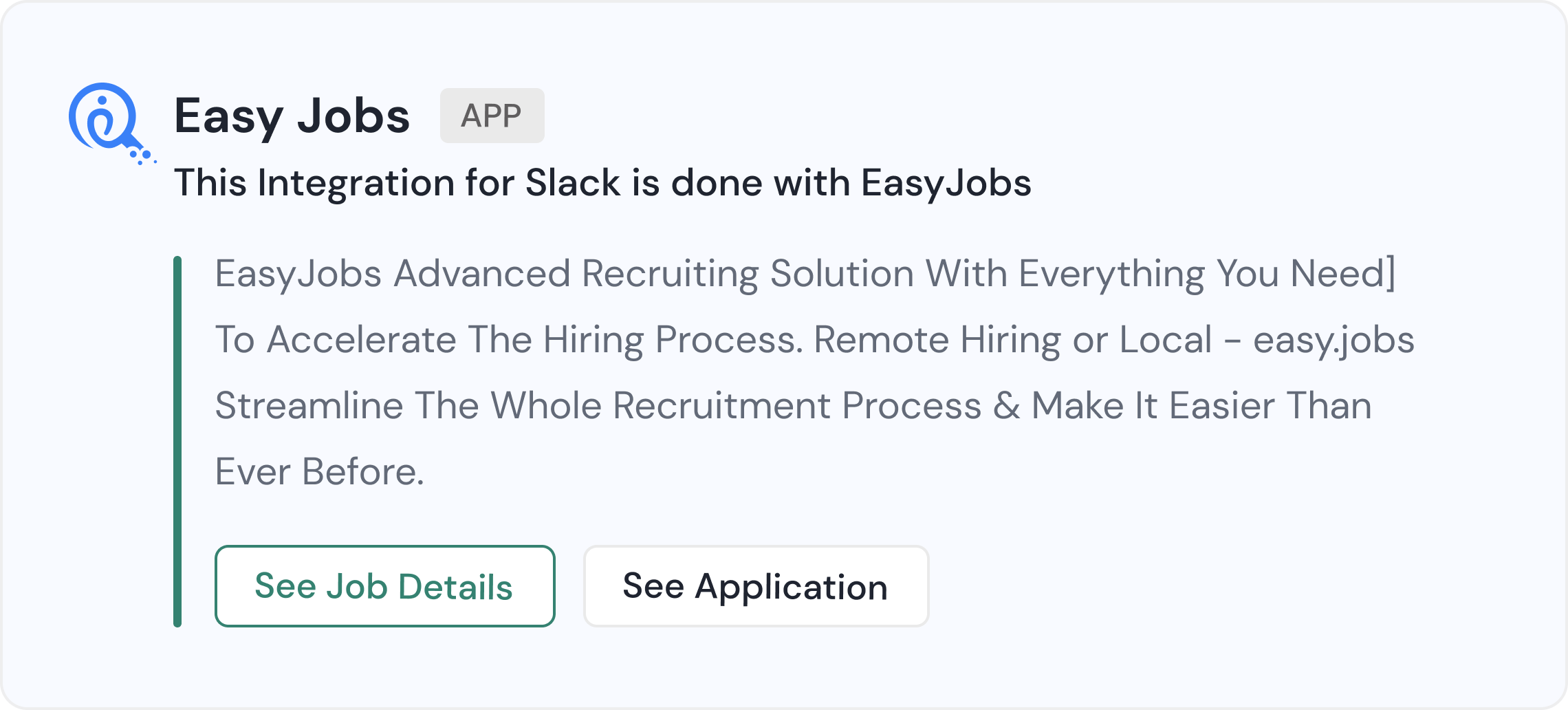 easy.jobs App For Slack