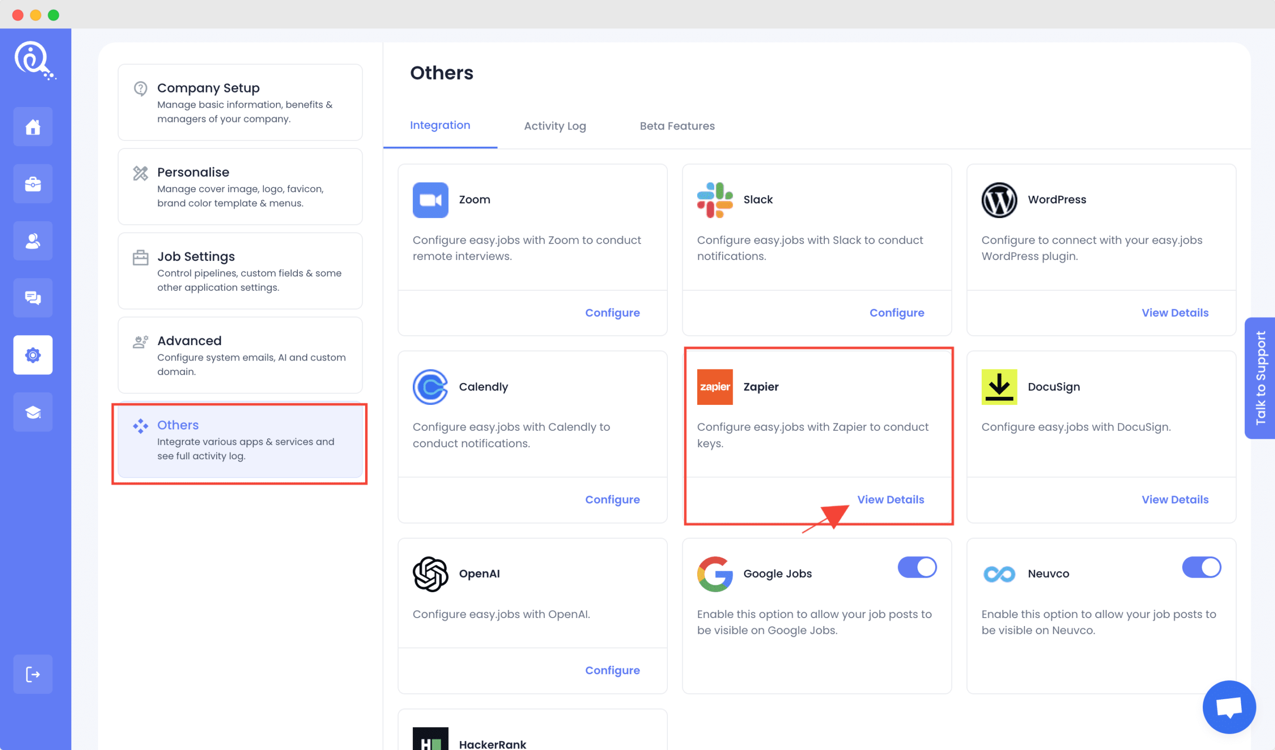 Integrate Zapier With easy.jobs