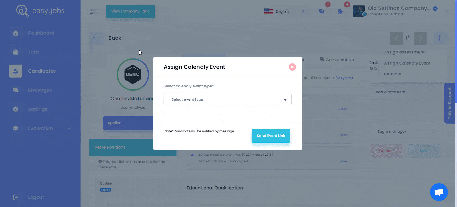 Integrate Calendly With easy.jobs