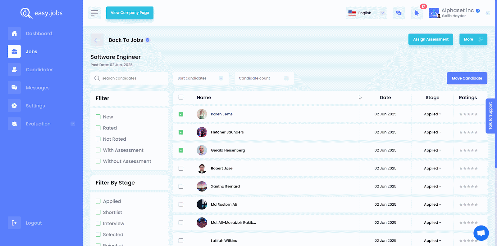 Move Candidates to Another Job